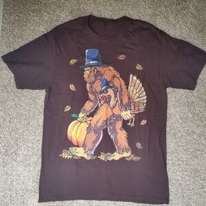 Thanksgiving Turkey Brown Womens Short Sleeve Shirt No Tags  Great Pre-Owned Con